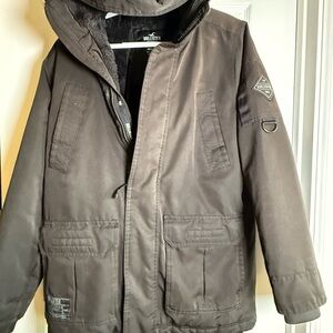 Mens Hollister All-Weather Collection Black Jacket thick & warm lined